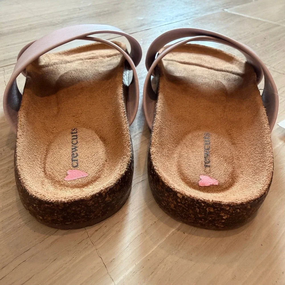 J.Crew Crewcuts Cross‎ Strap Comfy Slide Sandals Cork Trip Violet Dust AX540 K11